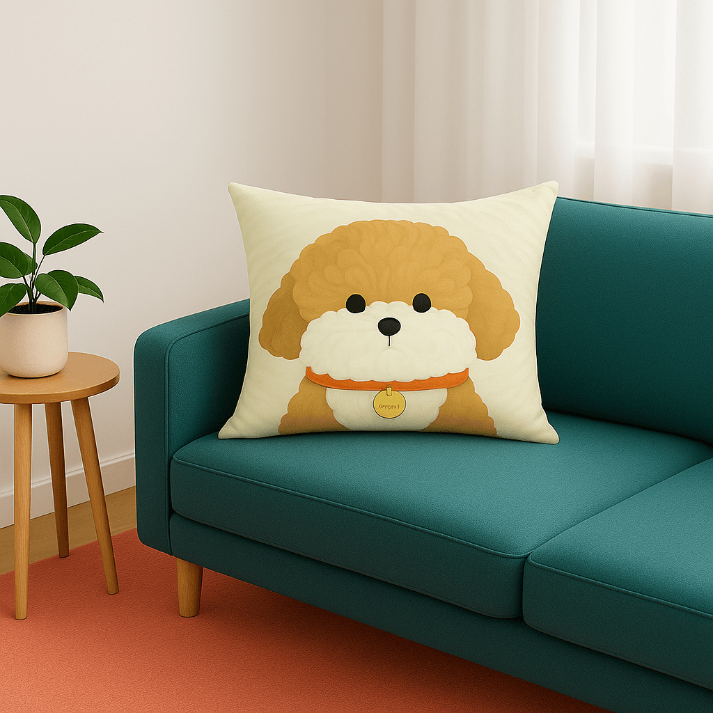 Funda De Cojín Decorativa 45x45 Diseño Cachorro Marron 779 Beige Animal