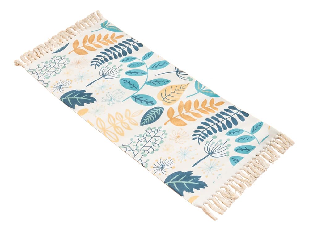 Bajada De Cama 60x130cm De Lino Grueso Con Diseño Floral 745